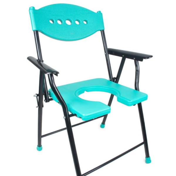 Premium Folding Commode Chair with Backrest & Arm Support
